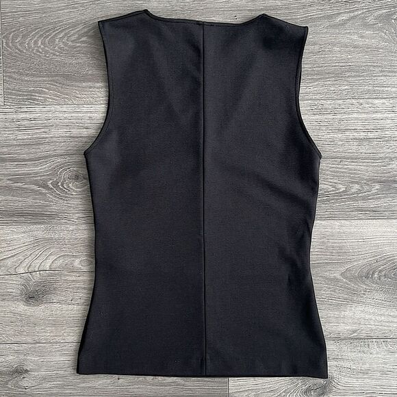 J.CREW 365 Faux Wrap Sleeveless Top XS Dark Gray Faded Black Stretch Minimalist - Picture 6 of 8